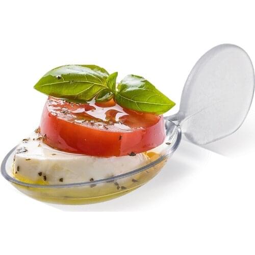 Promotion - Party Supplies, Disposable Plastic Tableware, 98*40mm Clear Mini Elica Dessert Fish Spoon, 20/Pack