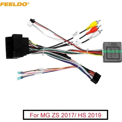 FEELDO Car 16pin Audio Wiring Harness With Canbus Box For MG ZS/HS/GS MG6 Roewe with Panoramic Stereo Installation Wire Adapter