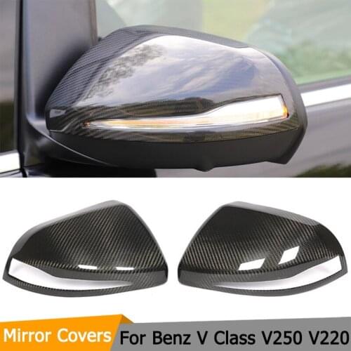 Add On Style Mirror Cover for Mercedes-Benz V Class V250 2016 - 2018 Carbon Fiber Side Mirror Cover Cap 1 pair
