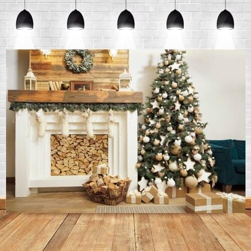 Yeele Merry Christmas Backdrop Photocall Photography Fireplace Baby Portrait Party Decor Background Photo Studio Photographic