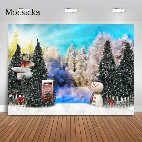 Newborn Kid Children Portrait Photography Backdrop Winter Snow Christmas Backgroudn for Photo Studio Photocall Snowman Props