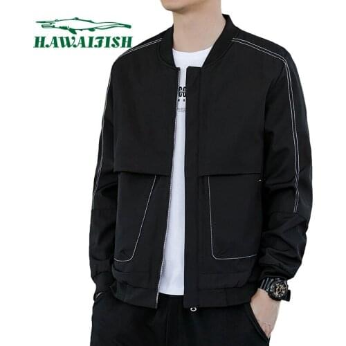 Hawaifish brand Mens jacket Spring Autumn Casual Solid Fashion Slim Bomber Jacket Men Overcoat New Arrival Baseball Jackets Men
