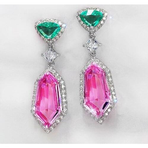 Huitan Newly-designed Geometric CZ Shaped Dangle Earrings for Women Wedding Engagement Accessories Luxury Earring Trendy Jewelry