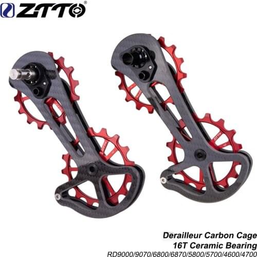 ZTTO Road Bike Carbon derailleur Cage With 16T Ceramic jockey wheel 16T Oversize Lower Pulley RD9000 R8000 6800 5800 4600 4700