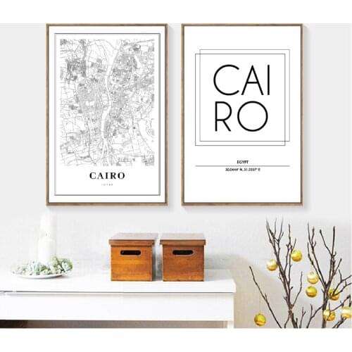 Cairo Egypt Map Wall Art Canvas Painting Modern Minimalist Posters and Prints Cairo City Street Road Map Wall Picture Home Decor