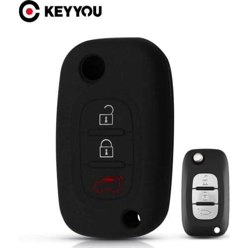 KEYYOU 10x 3 Button Silicone Car Key Case For Renault Megane 3 Fluence For Mercedes Benz Smart Fortwo 453 Forfour Fob Cover