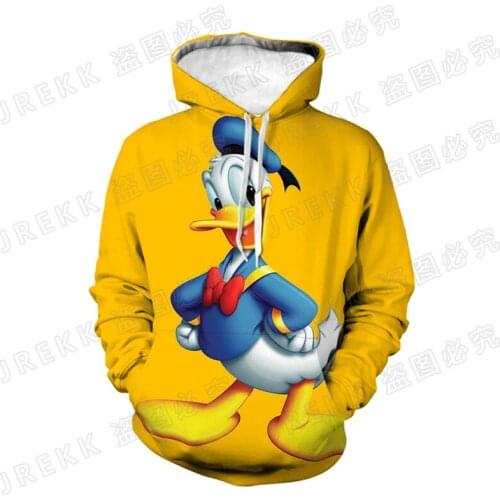 Disney Anime Cool Men Women Children Fashion Donald Duck Hoodies 3D Printed Sweatshirts Pullover Boy Girl Kids Streetwear Coat