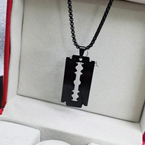 Fashion Blade Stainless Steel Necklaces Men Jewerly Black Color Gothic Necklaces & Pendants Jewelry Collier Homme