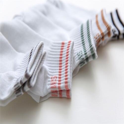 Japanese Baiji College Wind White Cotton Sox Baiji Japanese Fresh Ladies striped letter socks F7