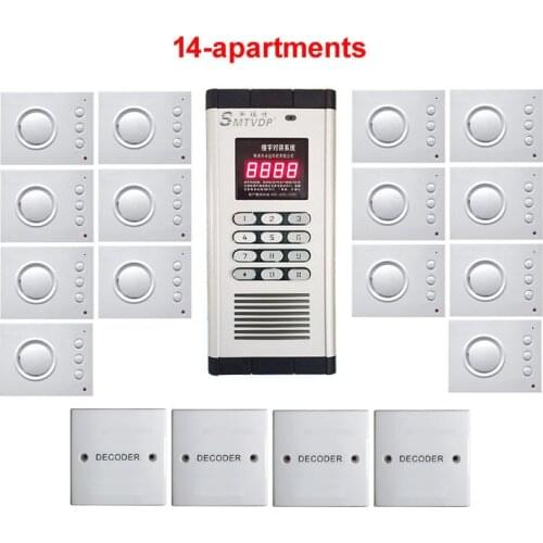 XinSiLu New Arrival Security non-visual building intercom system for 14-apartments ,hand-free audio door phone ,PASSWORD unlock