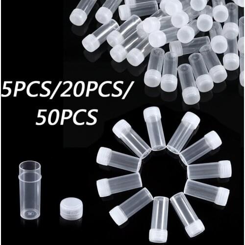 5/20/50pcs 5ml Plastic Sample Bottle Test Tube Mini Bottles Vials Storage Containers Packing Bottles Parts