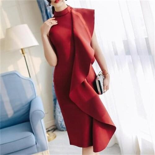 Fashion dress women short paragraph New elegant slim little dress birthday party banquet dress red dress female