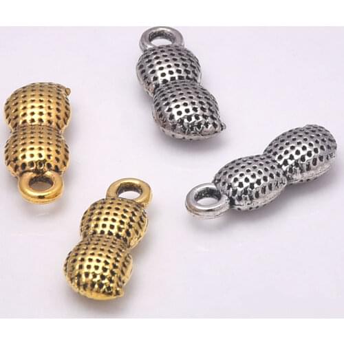 30Pcs/lot Zinc Alloy Tibetan Silver European Charm Peanut-Shape Pendant For Jewelry Making Diy Handicraft Accessories