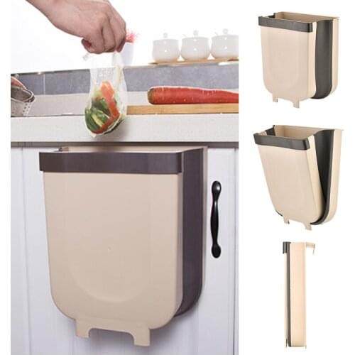 Home Hanging Trash Wall Mounted Folding Kitchen Cabinet Door Hanging Waste Bin Poubelle De Cuisine for kitchen Bedroom Rest room