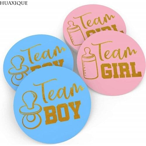 24pcs Team Boy Team Girl Stickers Pink Blue Label Boy or Girl Vote Sticker for Gender Reveal Party Creative Decor Baby Shower