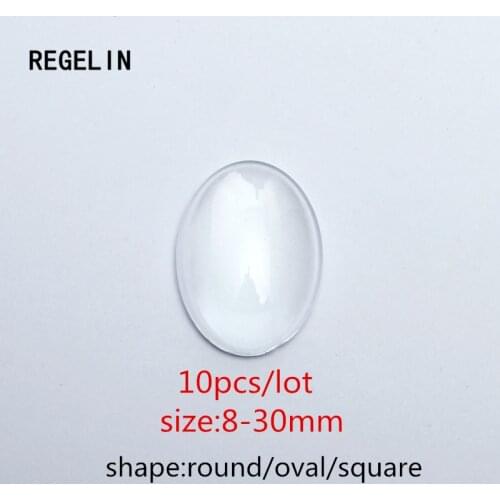 REGELIN Flat Back Transparent Clear Magnifying Glass Cabochon Cameo Cover 10pcs/lot 8-30mm for DIY Jewelry Making Accessories