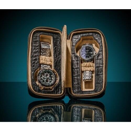 Luxury Genuine Leather +Interior flanne 2-grid watch box Zipper bag storage watch drawers organizer box watch display MSBH014