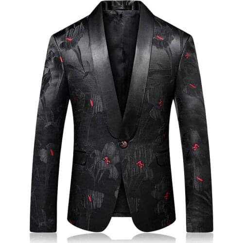 Red Dot Print Blazer Luxury Shawl Collar Mens Blazer Jacket Stage Costumes Wedding Party Stylish Suit Jacket