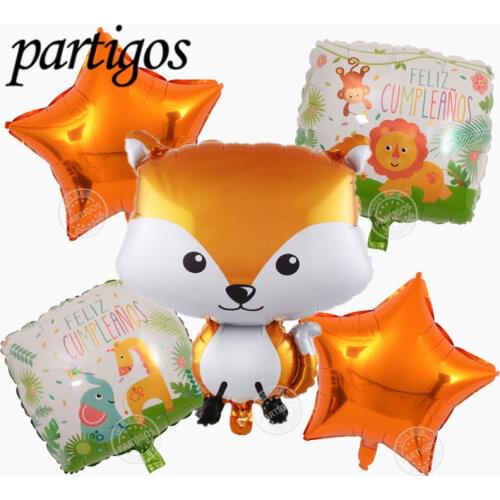 5pcs 18inch animal balloons foil globals balloons birthday decoration party supplies jungle theme party cute squirrel balloons