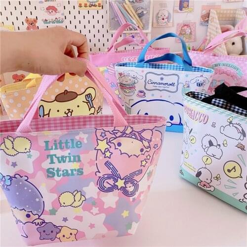 Cute Reusable Thermal Insulated Bag Cartoon Japan Anime Lunch Tote Simple Large Capacity Tote for Children Adults