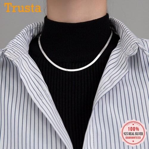 Trustdavis Real 925 Sterling Silver Fashion 3mm Width Snake Chain Clavicle Necklace For Women Wedding Party Fine Jewelry DA1887