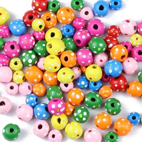 30~100Pcs Flower Wooden Beads 9x10mm Natural Round Ball Wood Spacer Beads For Jewelry Making Toy DIY Bracelet Accessories