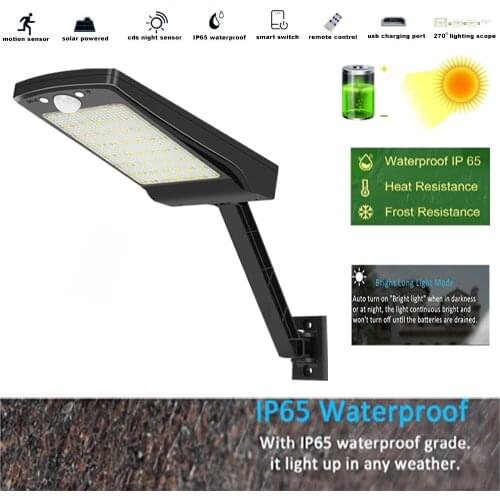 LED Solar Lights Outdoor Waterproof Three Modes Black White rotate bracket Remote control street path light