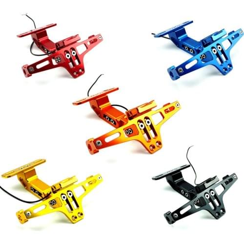 Universal CNC Aluminum Motorcycle Rear License Plate Mount Holder With White LED Light Drop Shipping