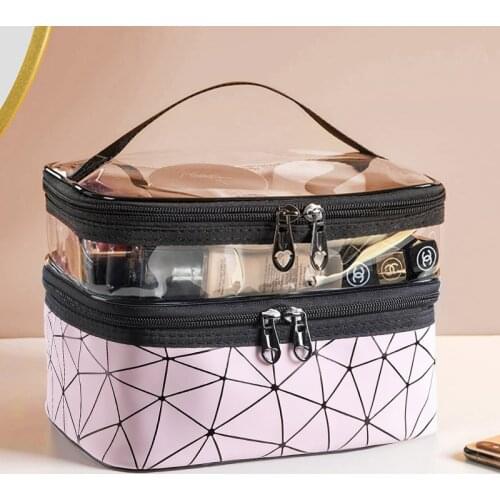 Large-capacity Transparent Zip Lock Plastic Makeup Bag Travel Accessories Storage Bag Waterproof Cosmetic Organizer Bag