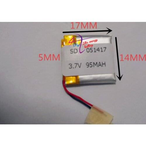 High quality Lithium polymer battery 051417 Industrial Batteries Battery Bluetooth headset battery 95mAh 3.7v