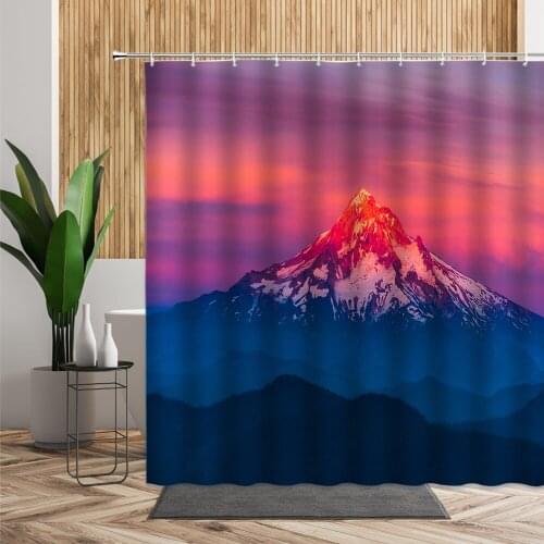 Nature Mountain Landscape Shower Curtain Volcano Mountains Scenery Bathroom Accessories Bathtub Screen Waterproof Bath Curtains
