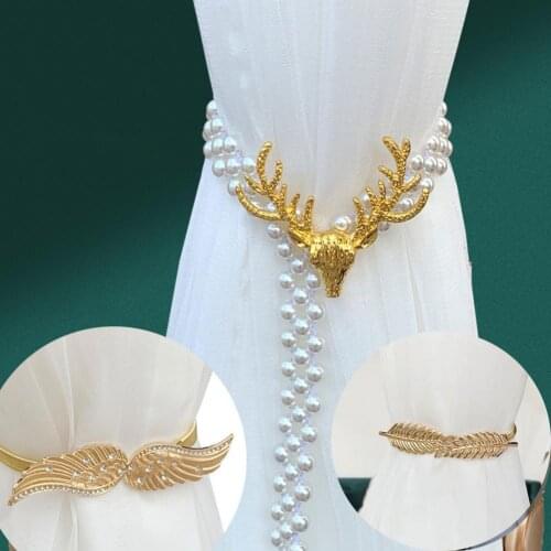 Pearl Elk Leaves Curtain Clip Curtains Holders Tieback Buckle Clips Curtain Accessories Home Decor