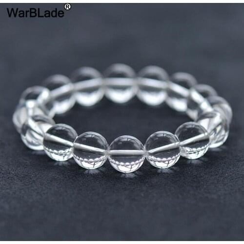 WarBLade AAAAA Natural Stone White Quartz Bracelets 5A White Crystal Beads Beaded Stretch Bracelets Bangles For Women Men