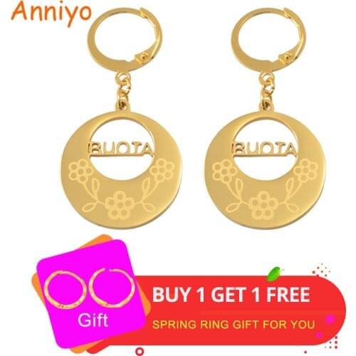 Anniyo Kiribati Stainless Steel BUOTA Earrings for Women Girls Gold Color Micronesia Marshall Jewelry Gifts #061521