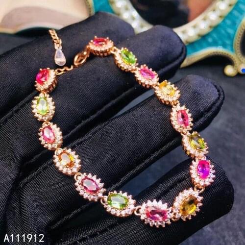KJJEAXCMY fine jewelry natural Tourmaline 925 sterling silver new women gemstone hand bracelet support test luxury