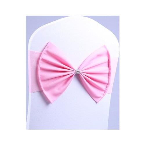 100 Pcs wedding chair sash BIG bow acrylic chair cover band elastic chair sashes spandex cover chair Decorations Event Party