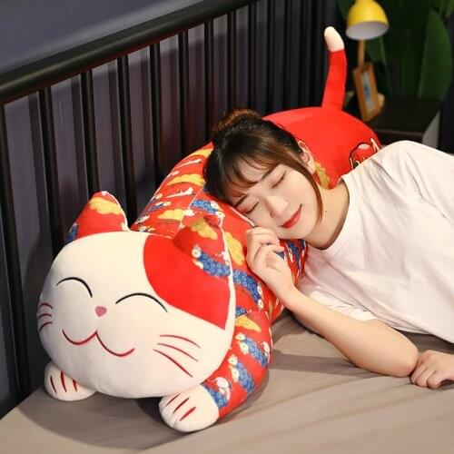 120cm 4 Colours Cute Lying Cat Plush Toys Soft Stuffed Baby Sleepping Pillow Cushion Animal Doll Kids Appease Girl Birthday Gift