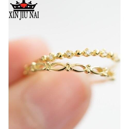 2 pieces / set of gold thin ring cubic zircon CZ ladies travel jewelry fashion gifts elegant temperament female ring