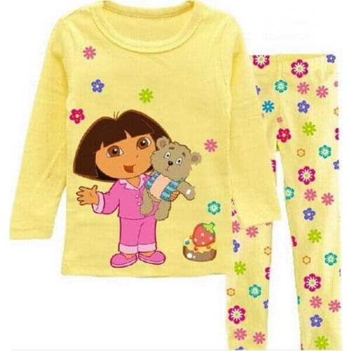 2021 Girls Lovely Cartoon Pijamas Kids Pyjamas Children Pajamas Clothing Set Long Sleeve Kids Sleepwear Girls Pajama home Sets