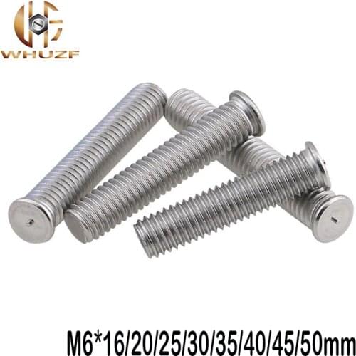30PCS M6*16/20/25/30/35/40/45/50mm 304 Stainless Steel CD Welding Stud Welding Screws Spot Welding Studs Weld Bolt