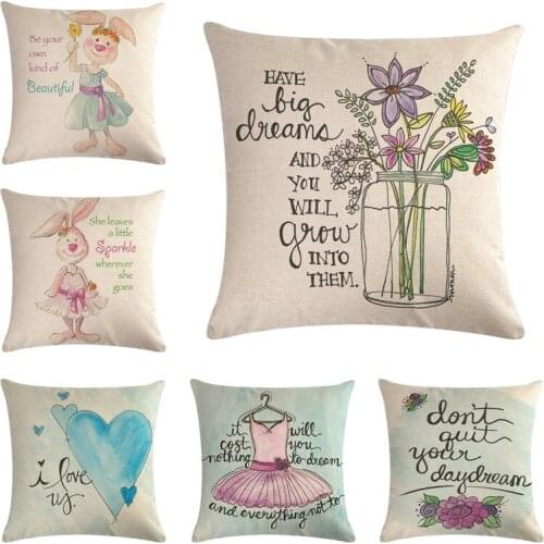 45X45cm Hand-Painted Retro Rural Color Cushion Cover Linen Throw Pillow Car Home Decoration Decorative Pillowcase