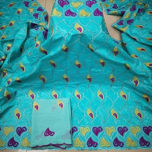 African Bazin Riche Brocade Lace 2021 High Quality Embroidered Jacquard Brocade Fabric With French Tulle Lace Gele Headtie 7yard