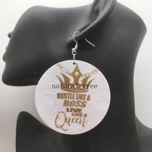 Free Shipping! Live like a queen wooden earrings