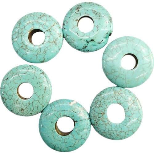 7x25mm Turquoise Safety Buckle Round Pendant Natural Semi Precious Stone Pendant Hand DIY Necklace Pendant Accessories