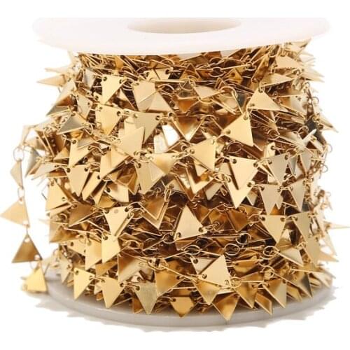 6MM width New Gold tone Stainless Steel triangle Chains Cable Link Chain for DIY Jewelry Making