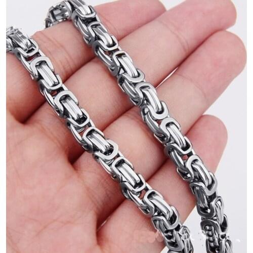 5/6/8mm Silver Color Byzantine Stainless Steel Necklace Boys Mens Chain Necklace Fashion Jewelry