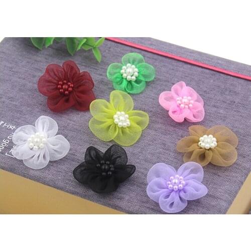 Colorful crepe flower ribbon small flower gauze handmade DIY headdress flower Korean sweet decorative head flower