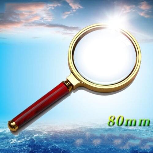 DHL/Fedex 100PCS Magnifier HD 10 x The Old Man Read Handheld Jewelry Jade Identification 80mm Imitation Rosewood Handle