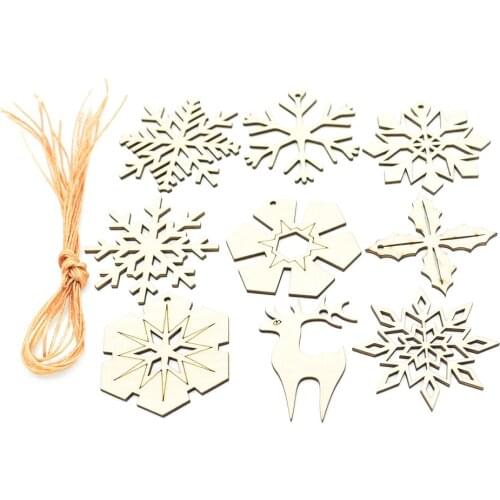 Dyarya 9 pcs 1 set of wooden crafts/wooden snowflake/Christmas tree pendant/hanging piece/decoration/Christmas/hollow/diy toys