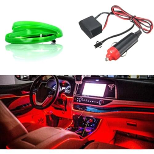 Haoyuehao 1Meters Interior Led Wire Rope Tube Line Flexible Neon Light Glow EL Salon Flat Strip Car Decoration With 12v Inverter